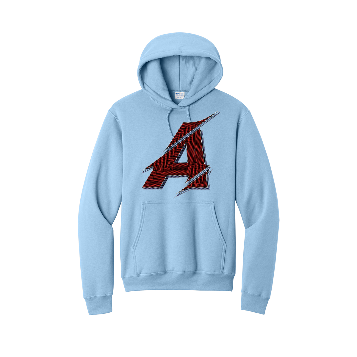 Bling Rhinestone Power City Port & Co Core Fleece Hooded Sweatshirt