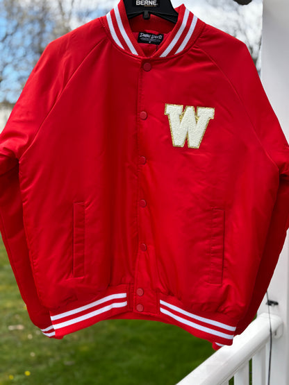 Sports Mom Chenille Patch Customizable Varsity Jacket