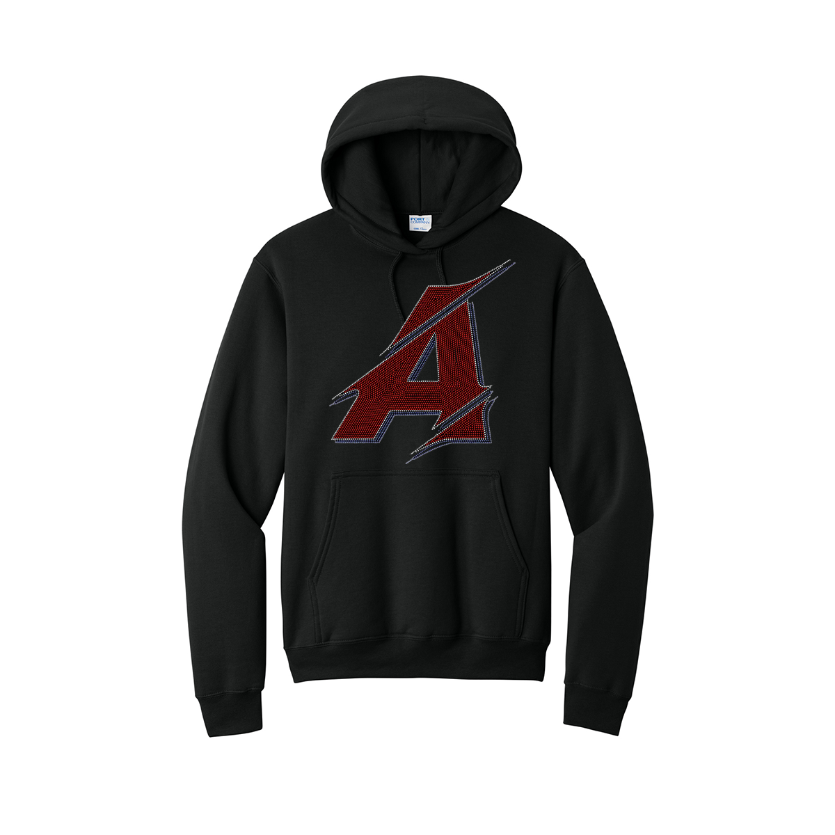 Bling Rhinestone Power City Port & Co Core Fleece Hooded Sweatshirt