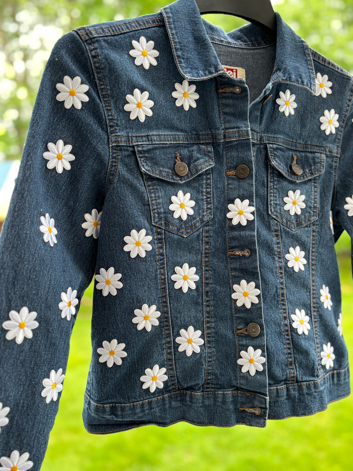 Adult Megan Moroney inspired Daisy dark Denim Jacket