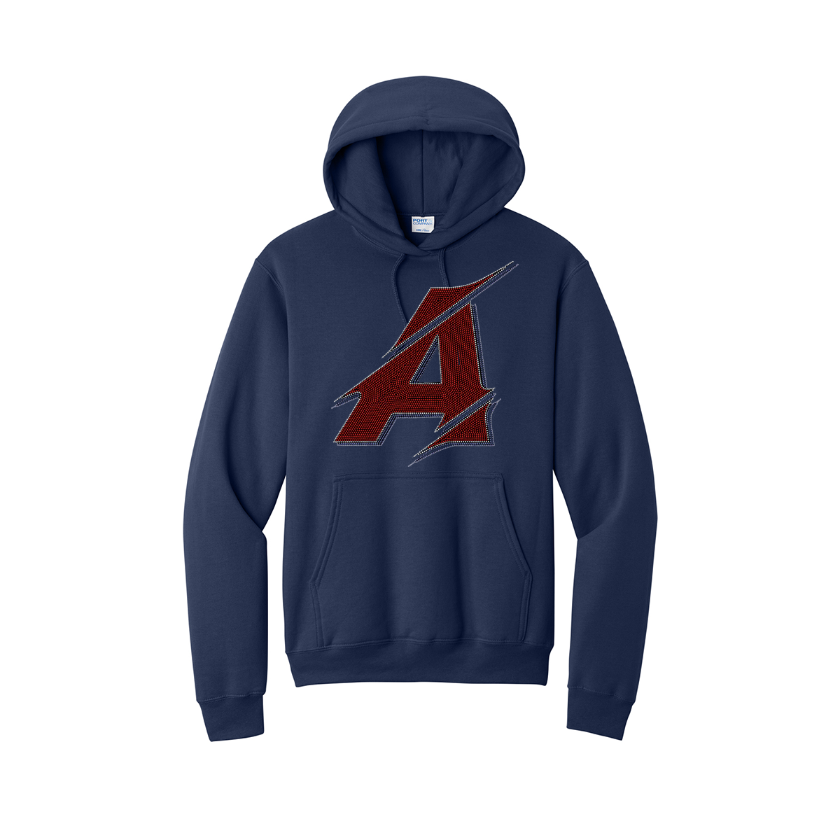 Bling Rhinestone Power City Port & Co Core Fleece Hooded Sweatshirt