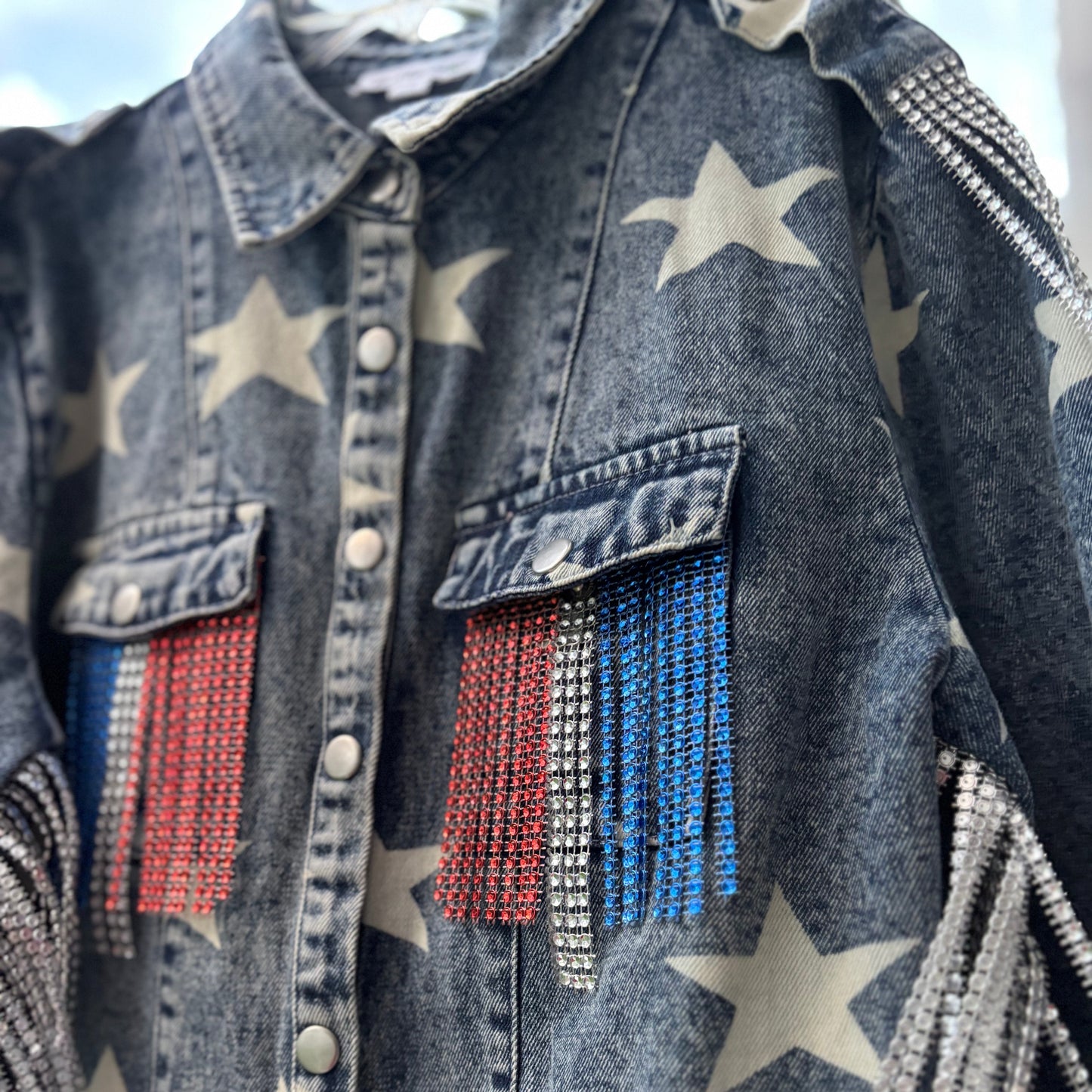 Adult Patriotic over sized Demin Coat/Long Shirt