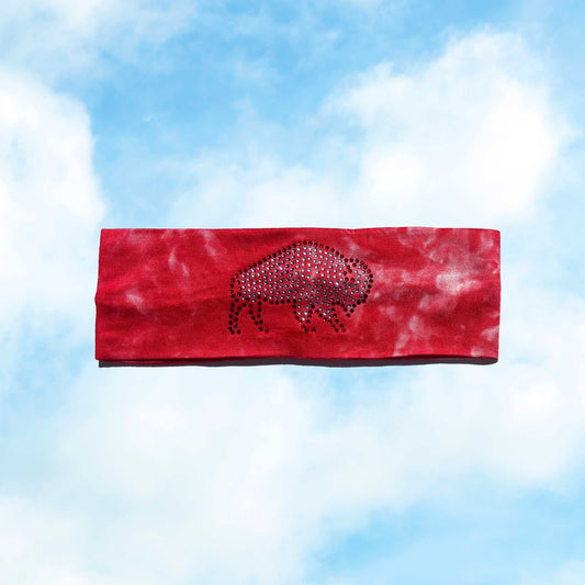 Red Tie-Dye Buffalo Bling Head Wrap