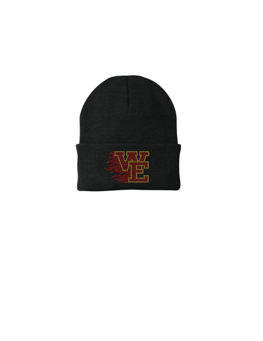 BLING Rhinestone Williamsville East flames logo Port Authority Knit Beanie